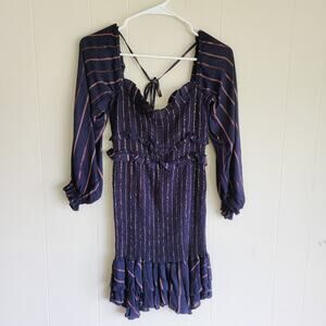 Vintage Havana Off Shoulder Striped Bodycon Mini Dress